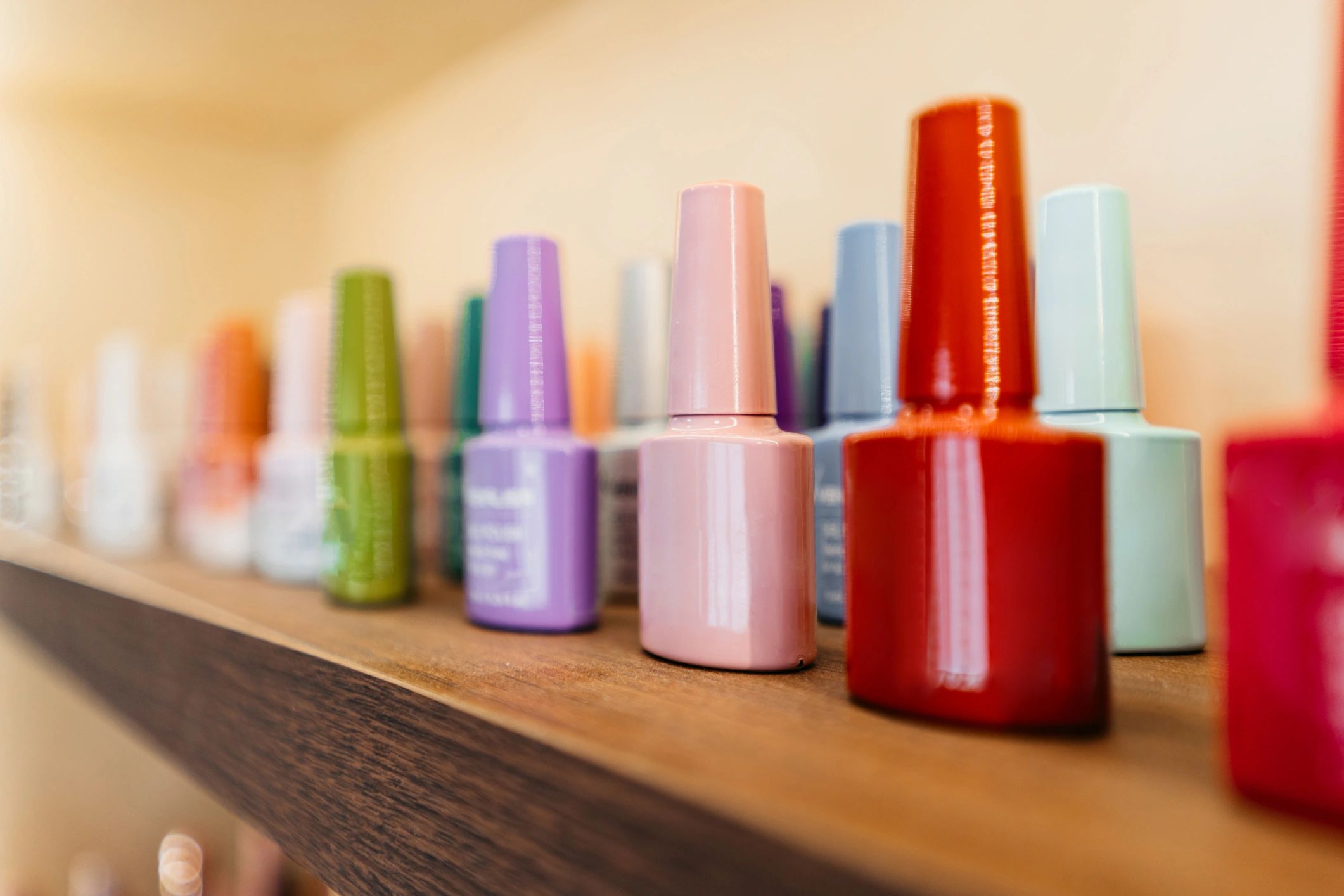 Colorful nail polish display for nail art inspiration