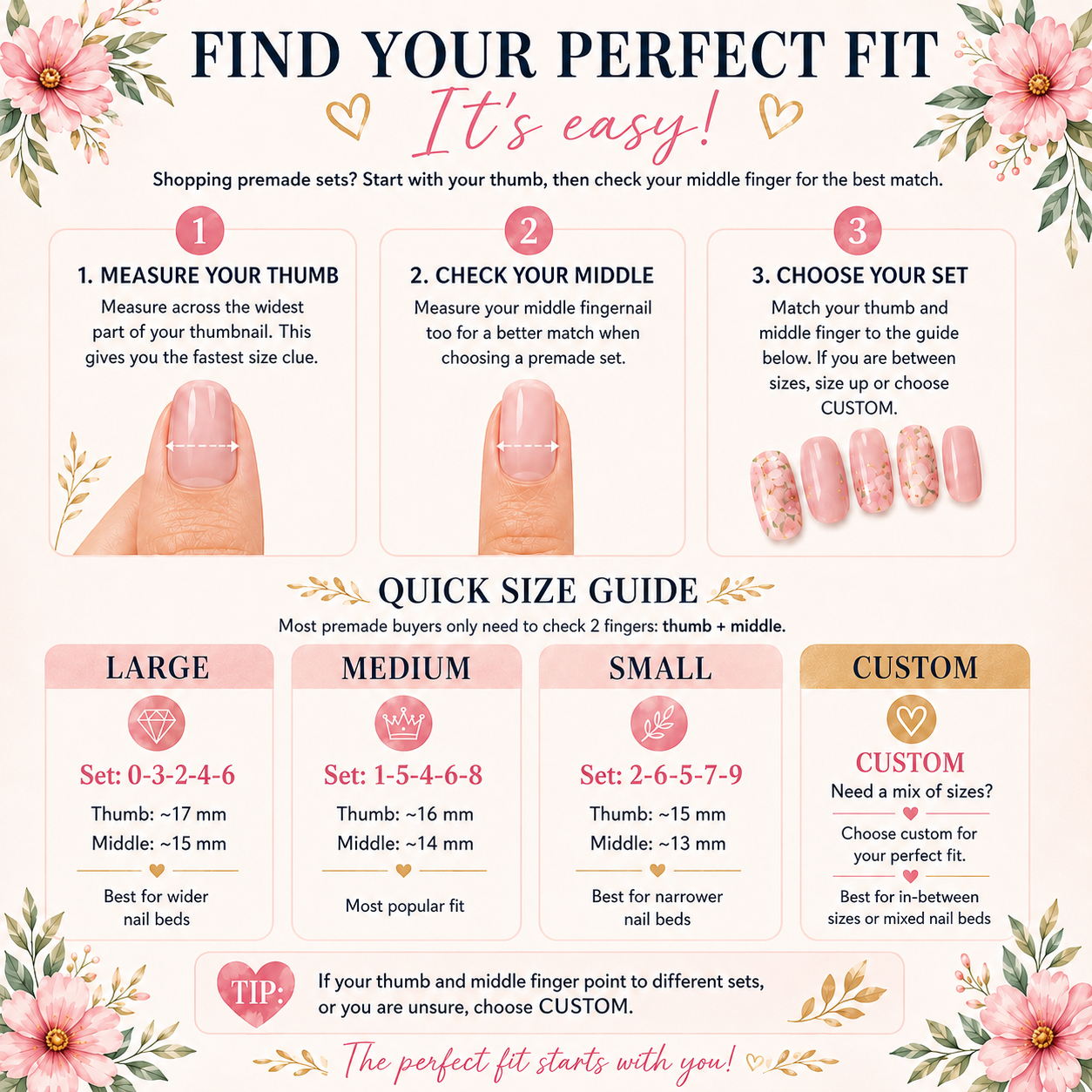 Press On Nails Size Guide